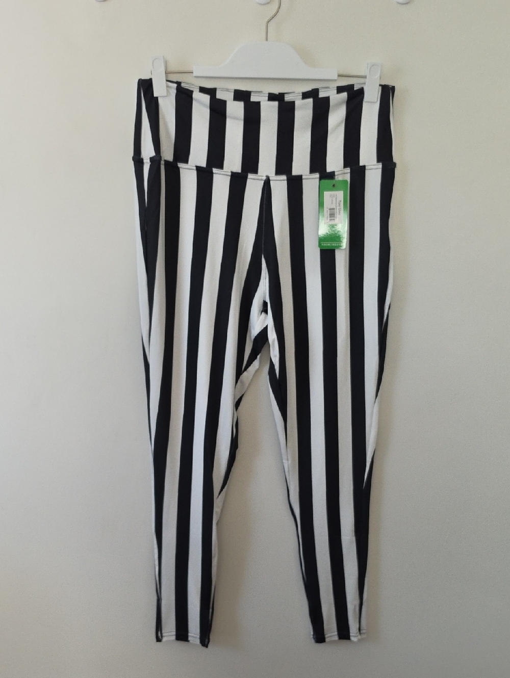 Tipsy Elves High Waisted Black and White Striped Leggings Large